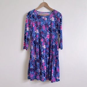 -Lilly Pulitzer Geanna 3/4 Sleeve Swing Dress Boca Blue Birds Eye View XS NWT